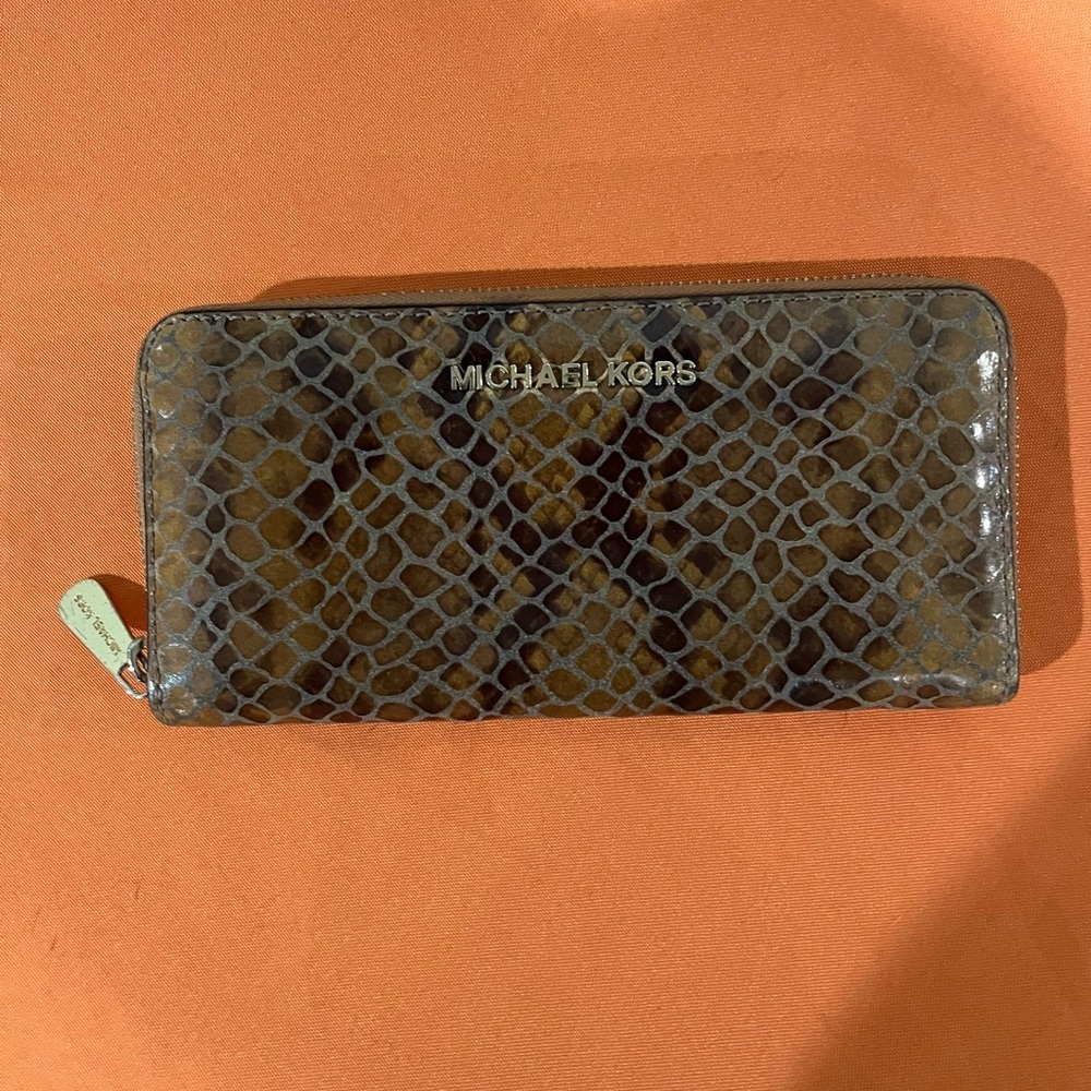 Michael Kors Brown and Black Snake Print Wallet NWOT